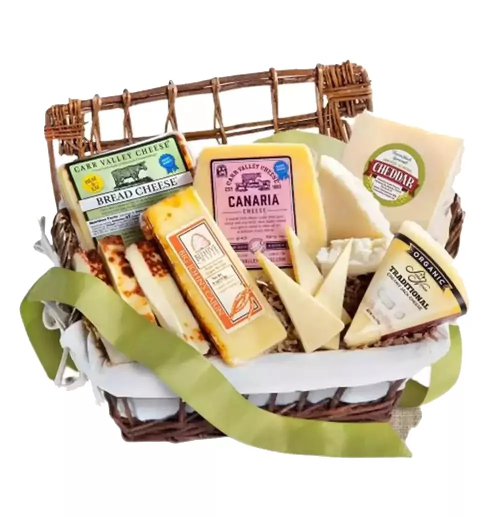 Basket Loaded With Cheese Delights