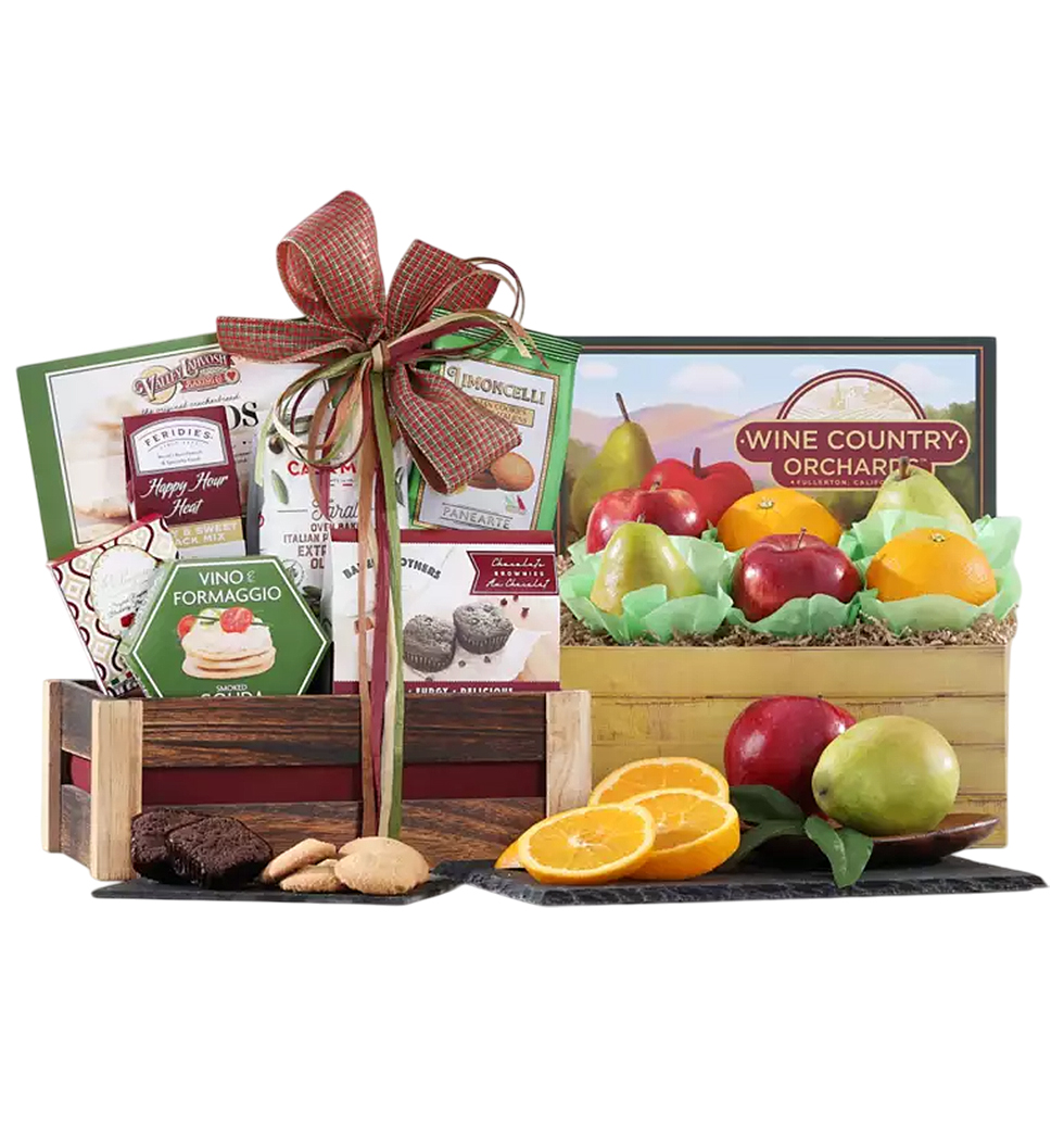 Deluxe Fresh Fruit and Gourmet Snack Gift Basket