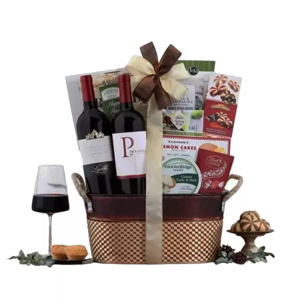 Elegant Wine And Gourmet Gift Basket