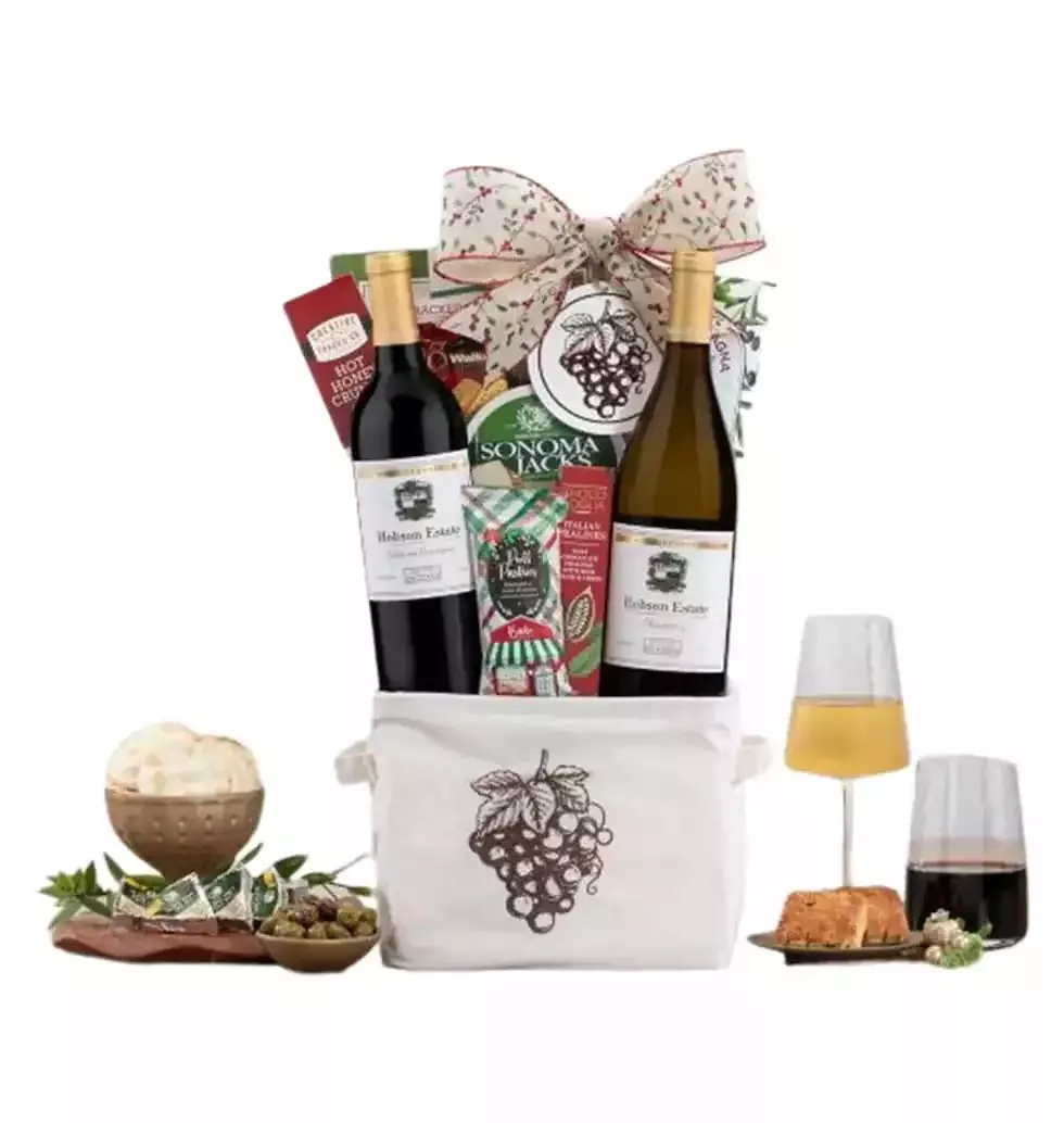 Gift Basket of Red and White Wine