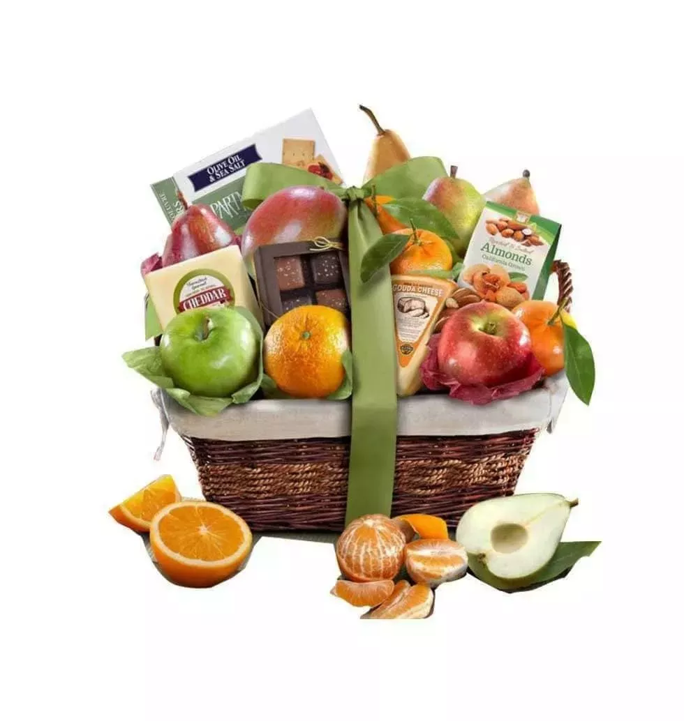 Hamper with Deluxe Fruit and Favorites