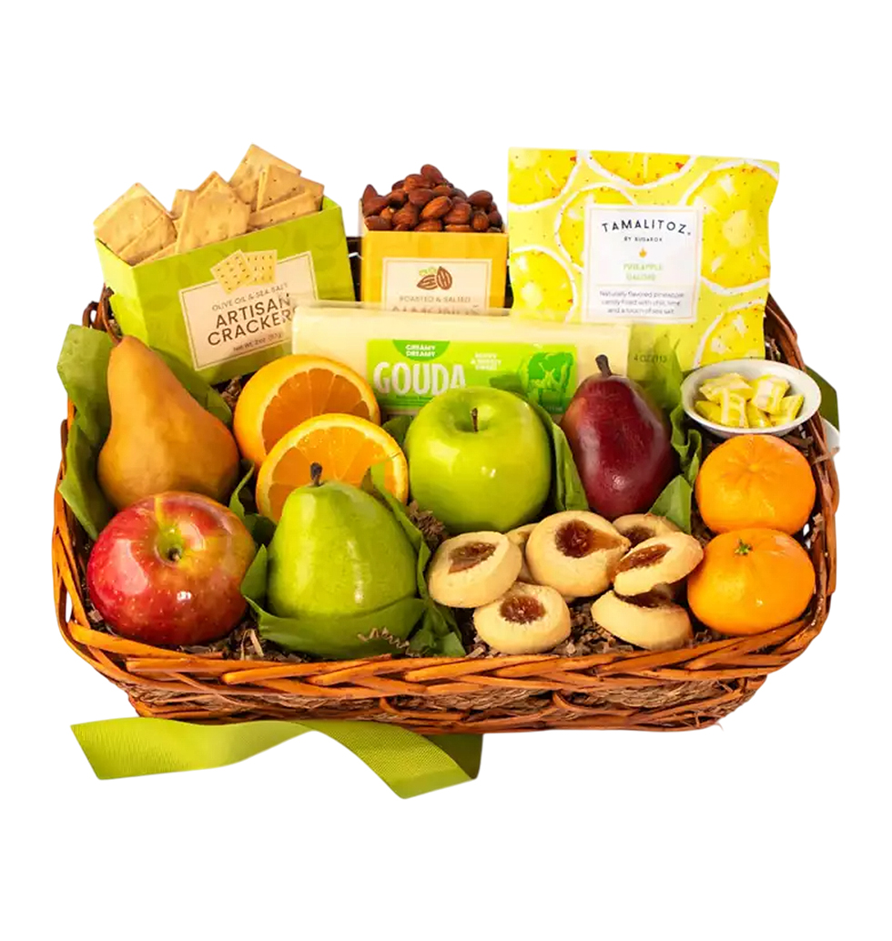 Hamper with Deluxe Fruit and Favorites