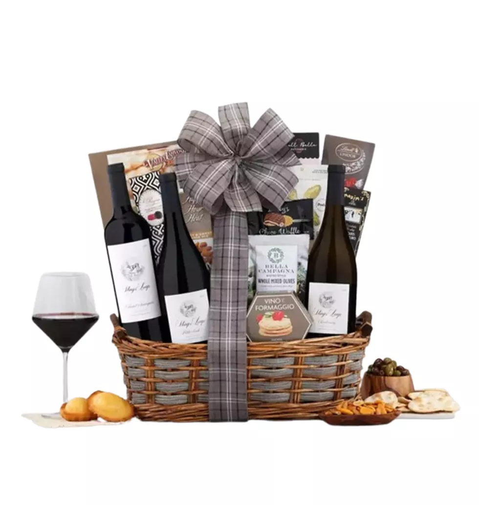 Napa Valley Gourmet Wine And Cheese Gift Basket