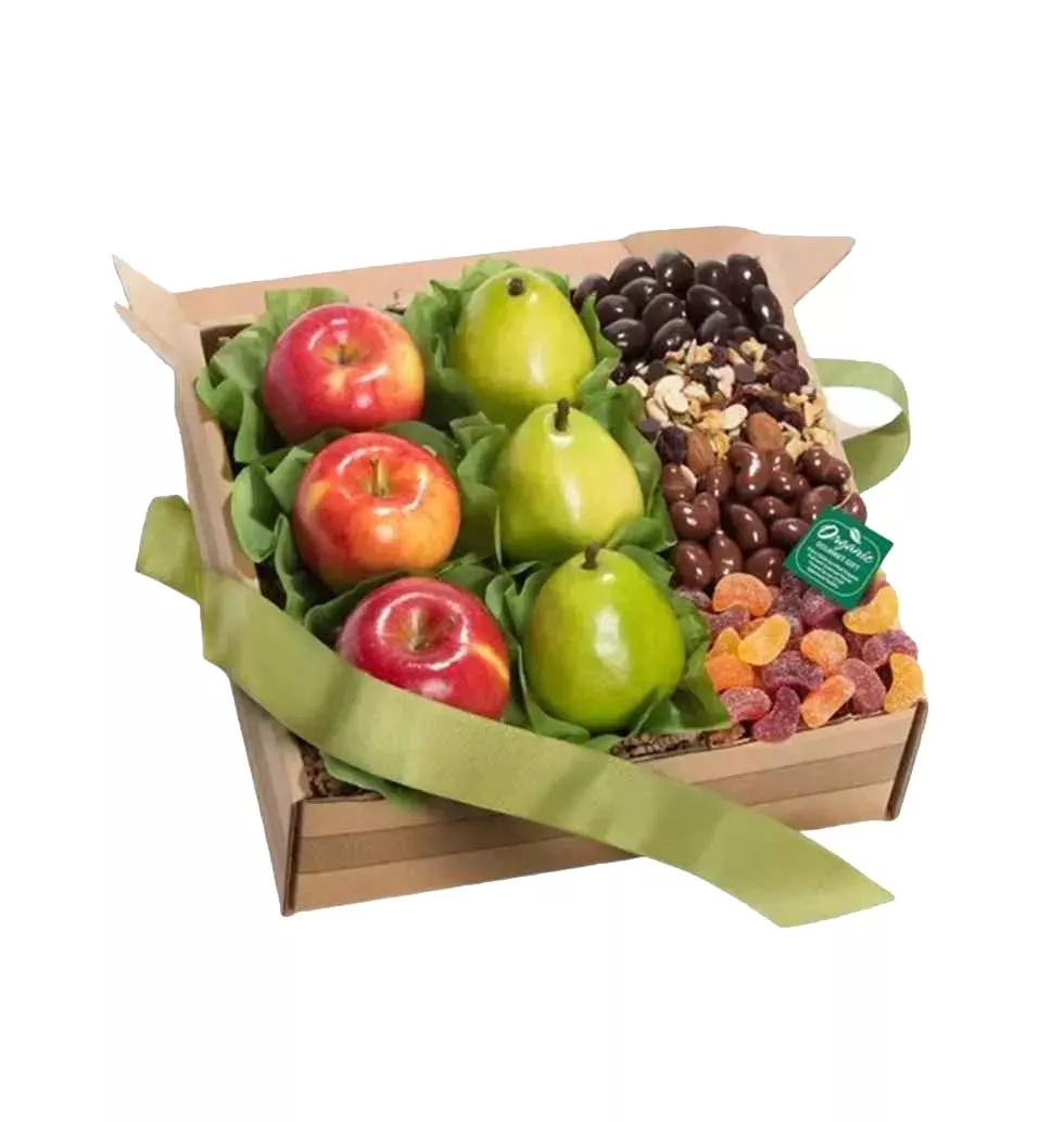Organic Fruit and Chocolate Gift Basket