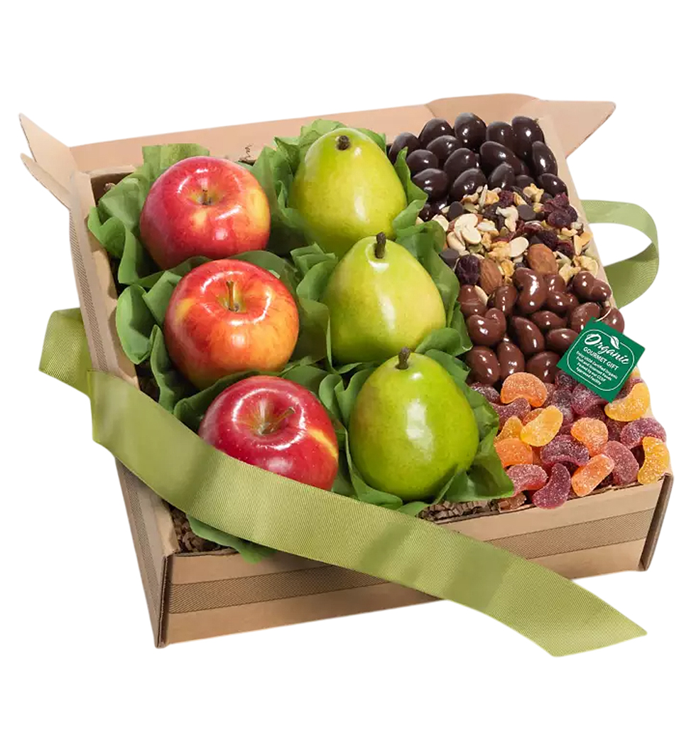 Organic Fruit and Chocolate Gift Basket