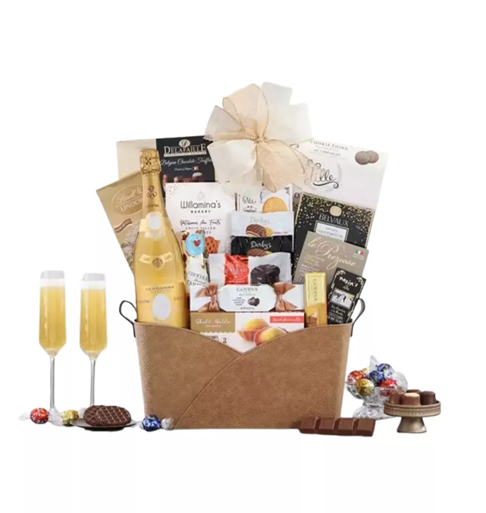 Premium Champagne And Gourmet Delights Gift Basket