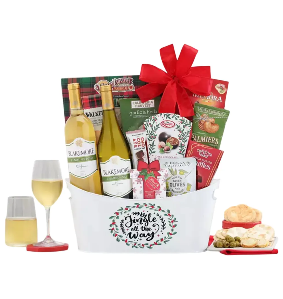 Premium White Wine & Snacks Hamper
