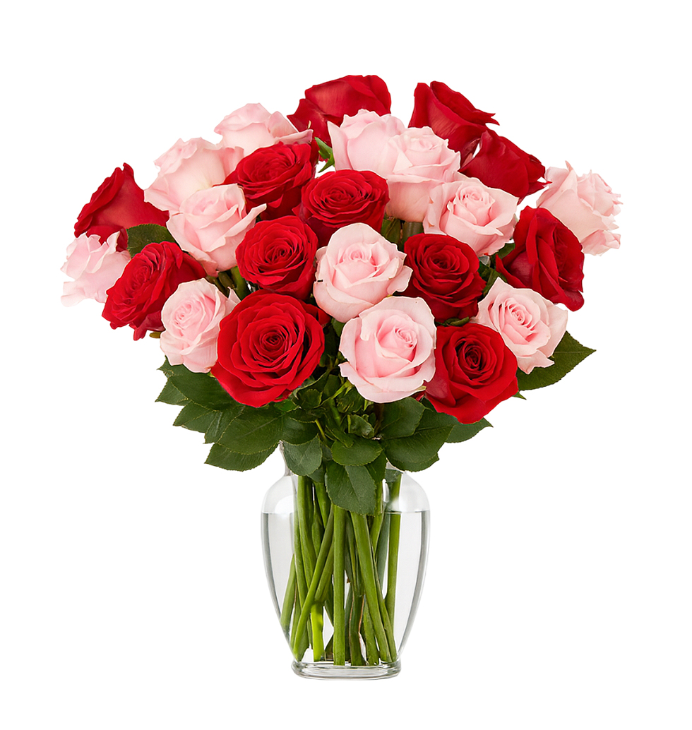 Signature Red & Pink Rose Arrangement