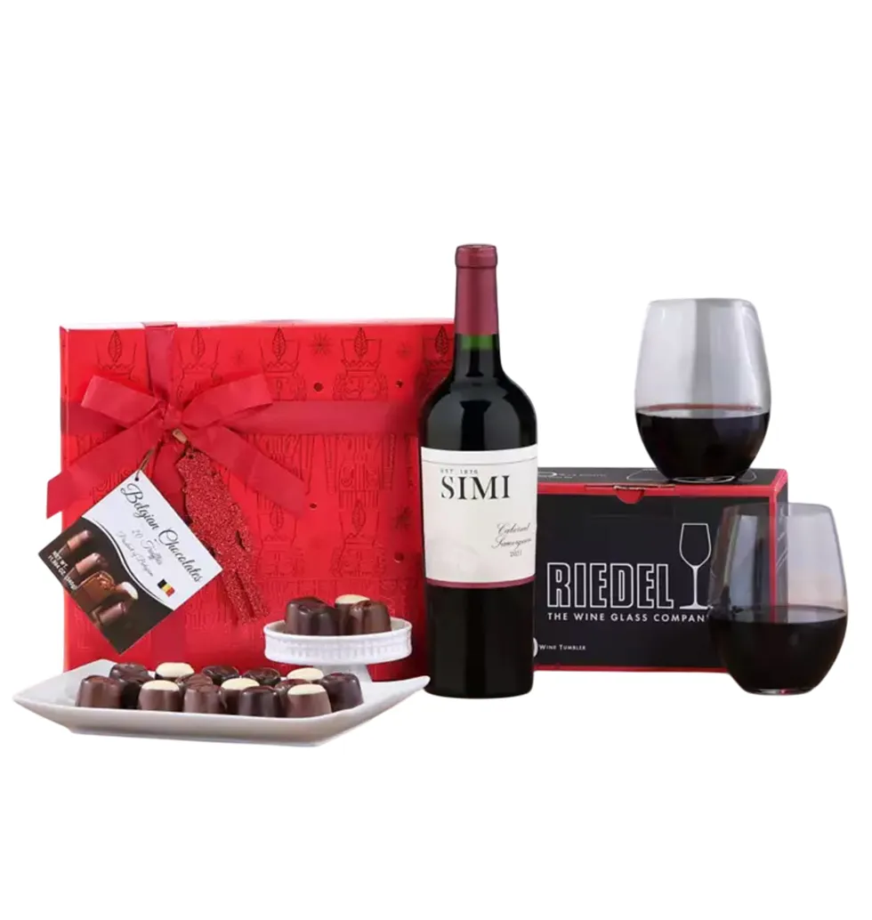 Simi Wine & Belgian Chocolates Set